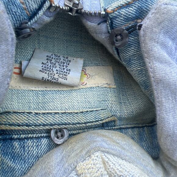 Z Cavaricci Size XS Cropped Denim Jacket Sweatshirt Hoodie Combo Layered - Picture 8 of 8